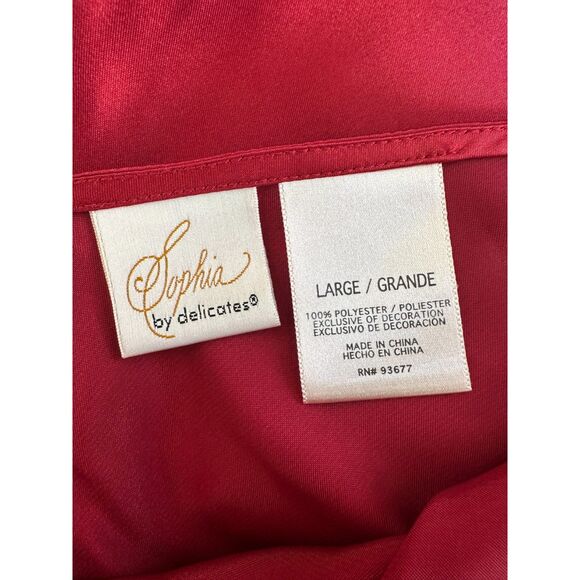 Sophia By Delicates Vintage Red Satin Slip Dress Night Gown size Large - Picture 3 of 7